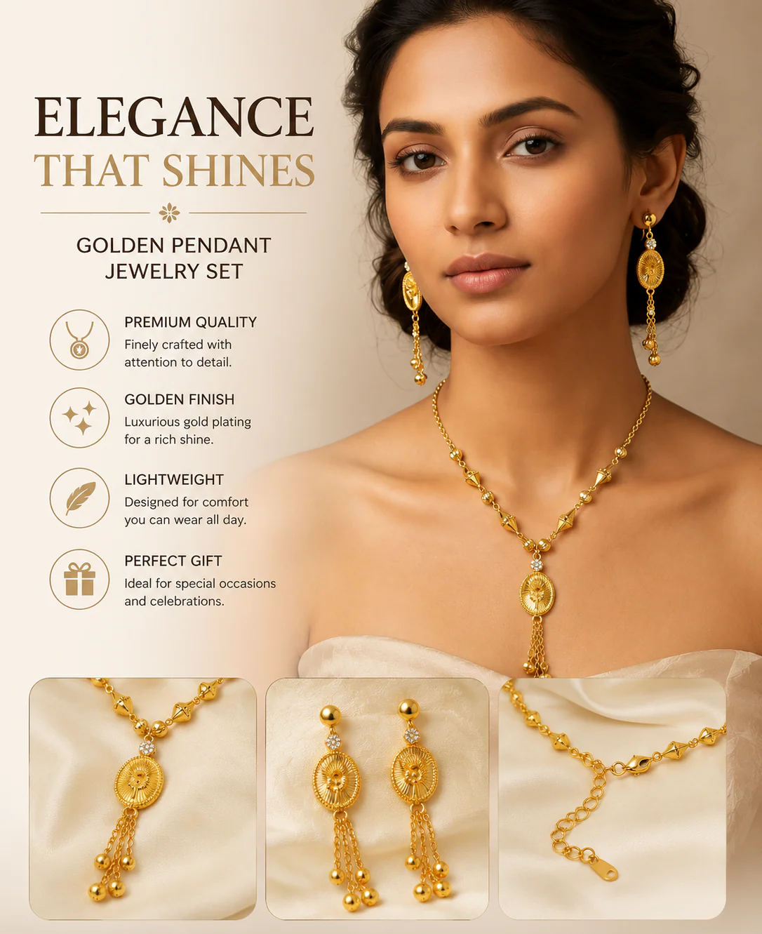 Pendant Oval Necklace Set