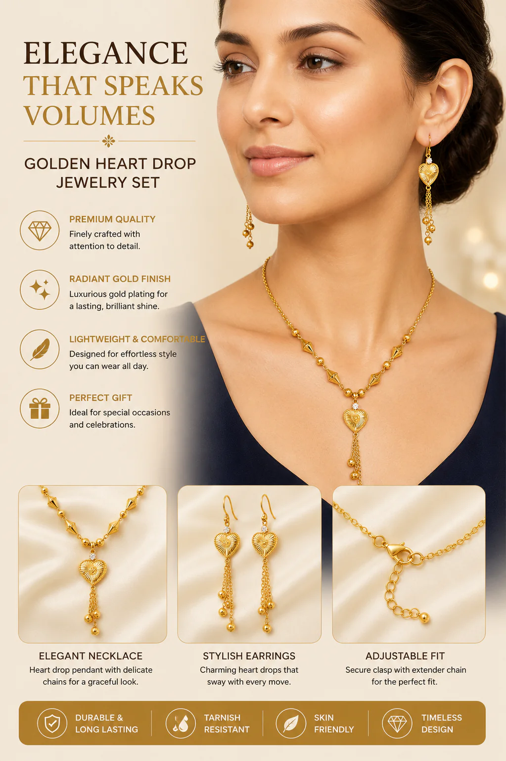 Heart Tassel Necklace Set