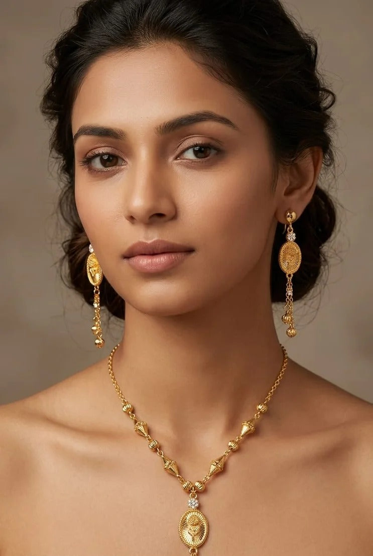 Pendant Oval Necklace Set