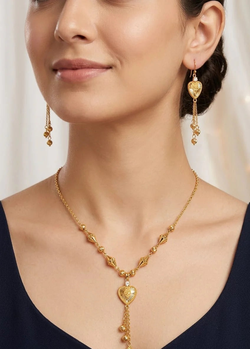Heart Tassel Necklace Set