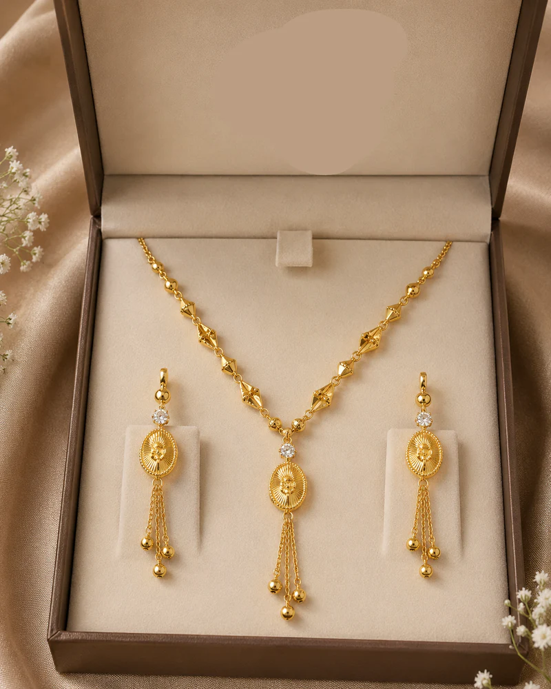 Pendant Oval Necklace Set