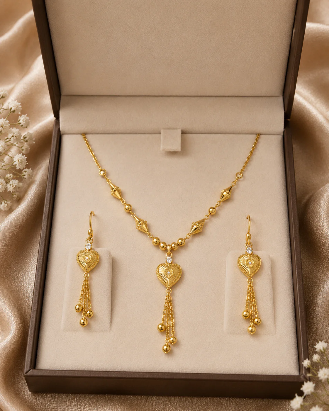 Heart Tassel Necklace Set