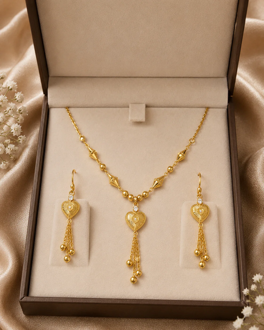 Heart Tassel Necklace Set